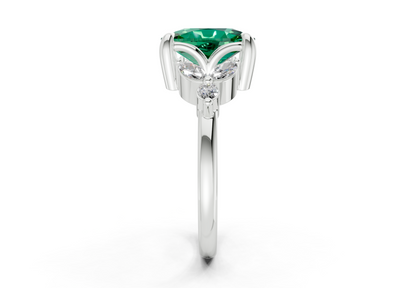 Elysium Emerald Gemstone Accent Elongated Cushion Cut 1.9mm Engagement Ring