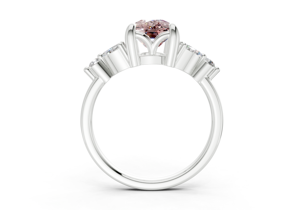 Elysium Pink Diamond Accent Elongated Cushion Cut 1.9mm Engagement Ring