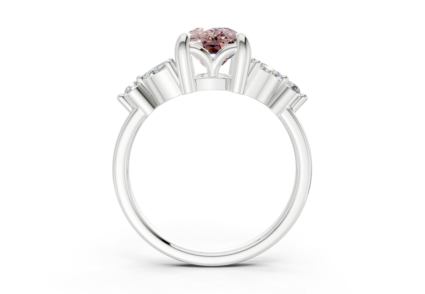 Elysium Pink Diamond Accent Elongated Cushion Cut 1.9mm Engagement Ring