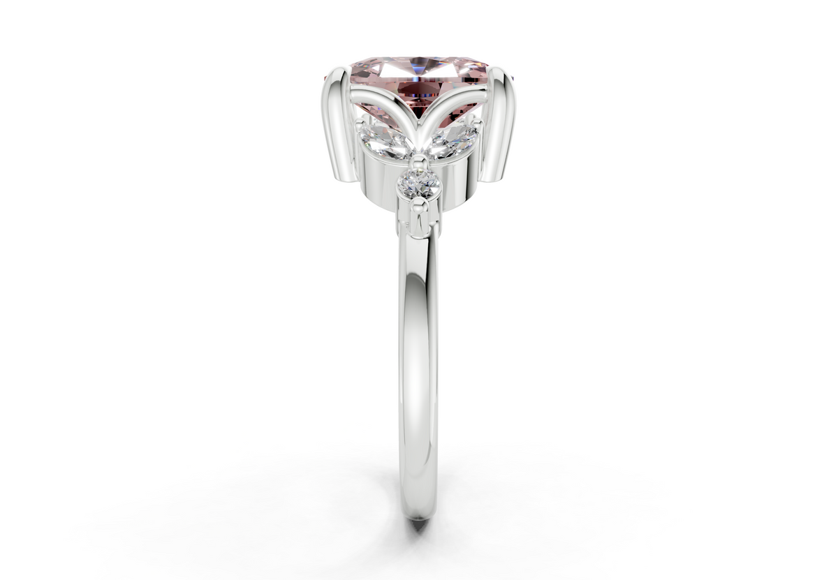 Elysium Pink Diamond Accent Elongated Cushion Cut 1.9mm Engagement Ring