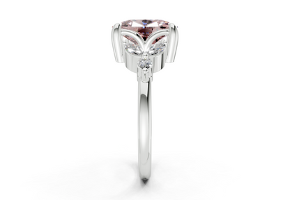 Elysium Pink Diamond Accent Elongated Cushion Cut 1.9mm Engagement Ring