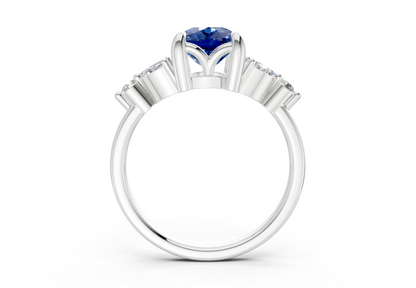 Elysium Sapphire Gemstone Accent Elongated Cushion Cut 1.9mm Engagement Ring