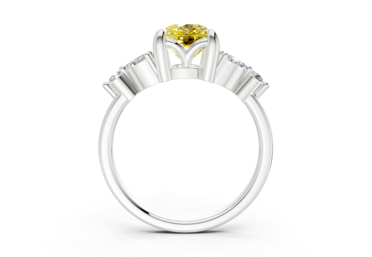 Elysium Yellow Diamond Accent Elongated Cushion Cut 1.9mm Engagement Ring