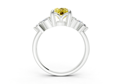 Elysium Yellow Diamond Accent Elongated Cushion Cut 1.9mm Engagement Ring