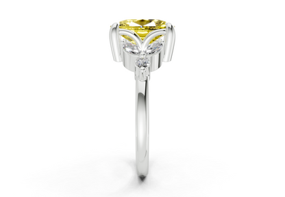 Elysium Yellow Diamond Accent Elongated Cushion Cut 1.9mm Engagement Ring