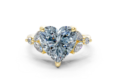 Elysium Blue Diamond Accent Heart Cut 1.9mm Engagement Ring