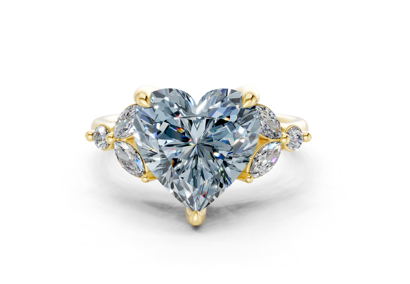 Elysium Blue Diamond Accent Heart Cut 1.9mm Engagement Ring