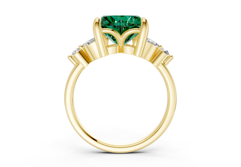 Elysium Emerald Gemstone Accent Heart Cut 1.9mm Engagement Ring