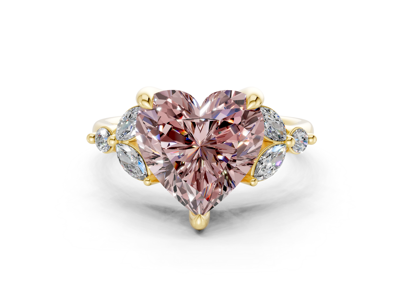 Elysium Pink Diamond Accent Heart Cut 1.9mm Engagement Ring