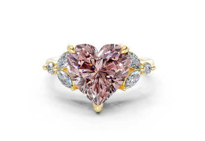 Elysium Pink Diamond Accent Heart Cut 1.9mm Engagement Ring