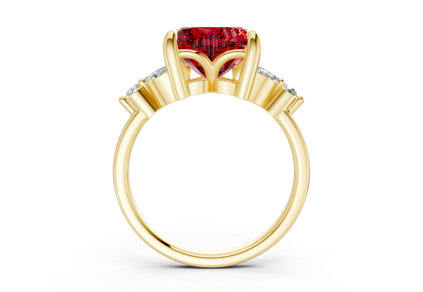 Elysium Ruby Gemstone Accent Heart Cut 1.9mm Engagement Ring