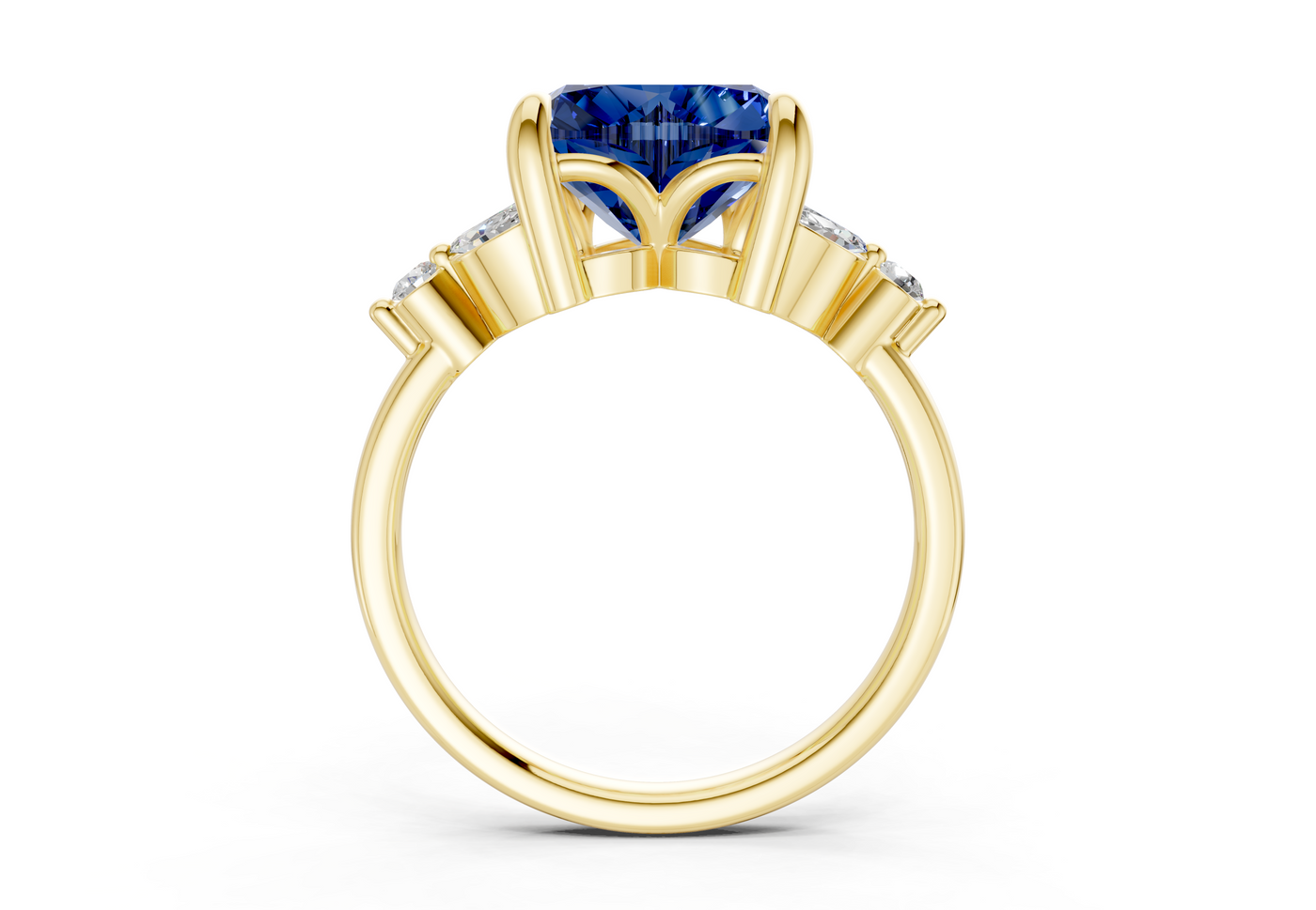 Elysium Sapphire Gemstone Accent Heart Cut 1.9mm Engagement Ring