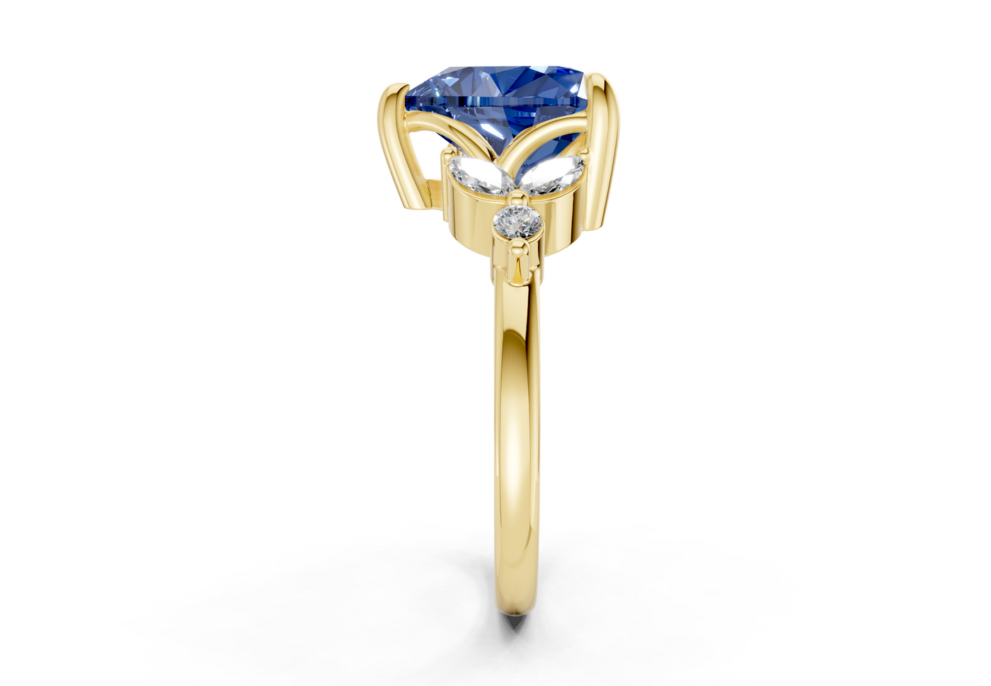 Elysium Sapphire Gemstone Accent Heart Cut 1.9mm Engagement Ring