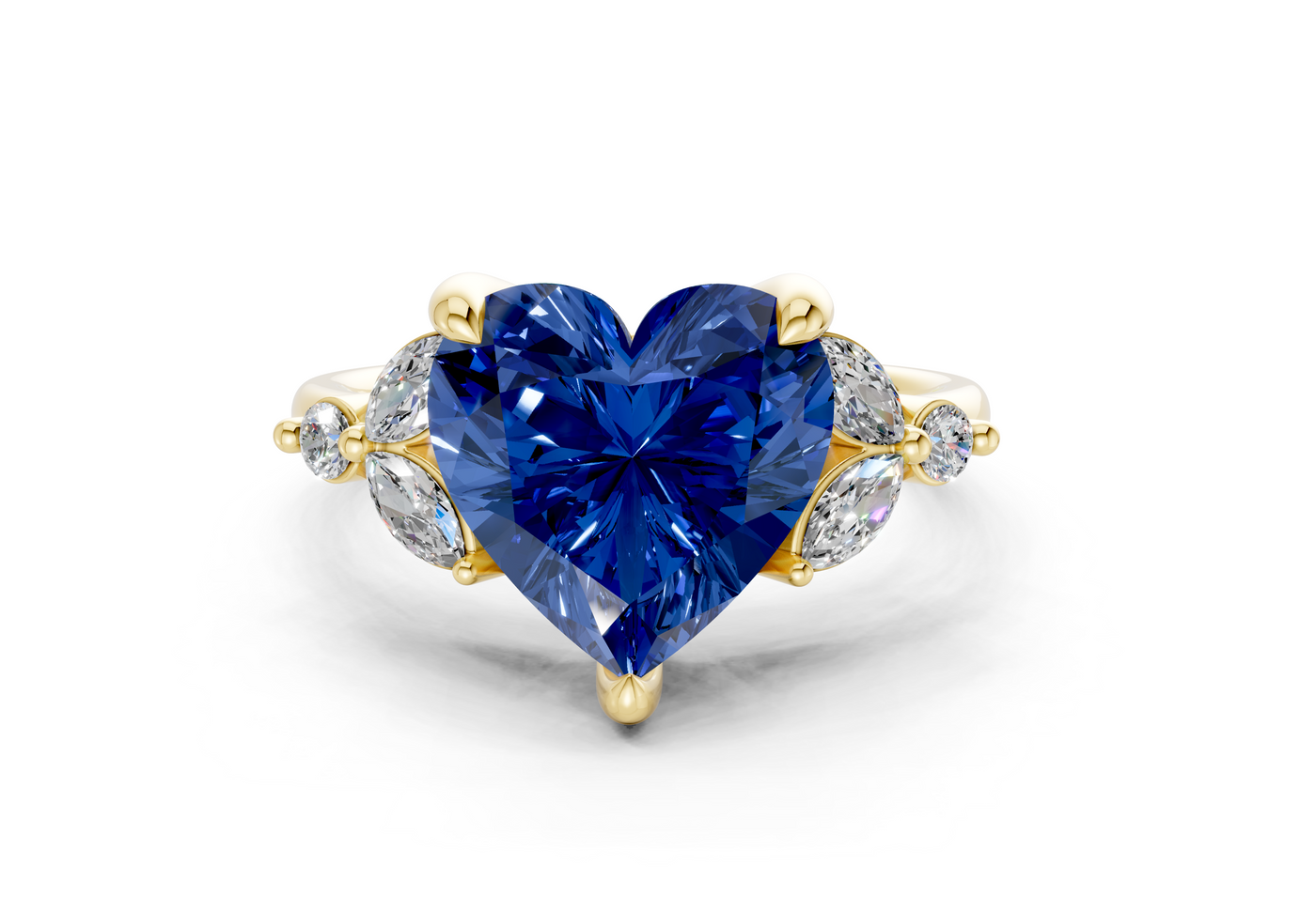 Elysium Sapphire Gemstone Accent Heart Cut 1.9mm Engagement Ring