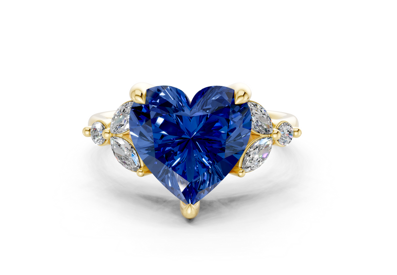 Elysium Sapphire Gemstone Accent Heart Cut 1.9mm Engagement Ring