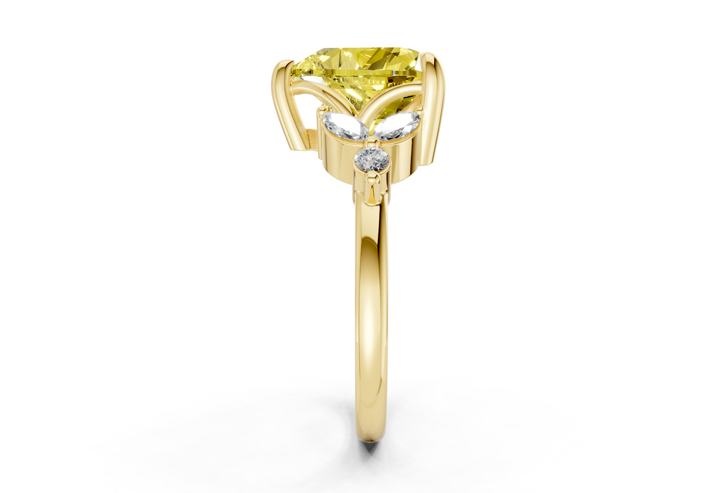 Elysium Yellow Diamond Accent Heart Cut 1.9mm Engagement Ring