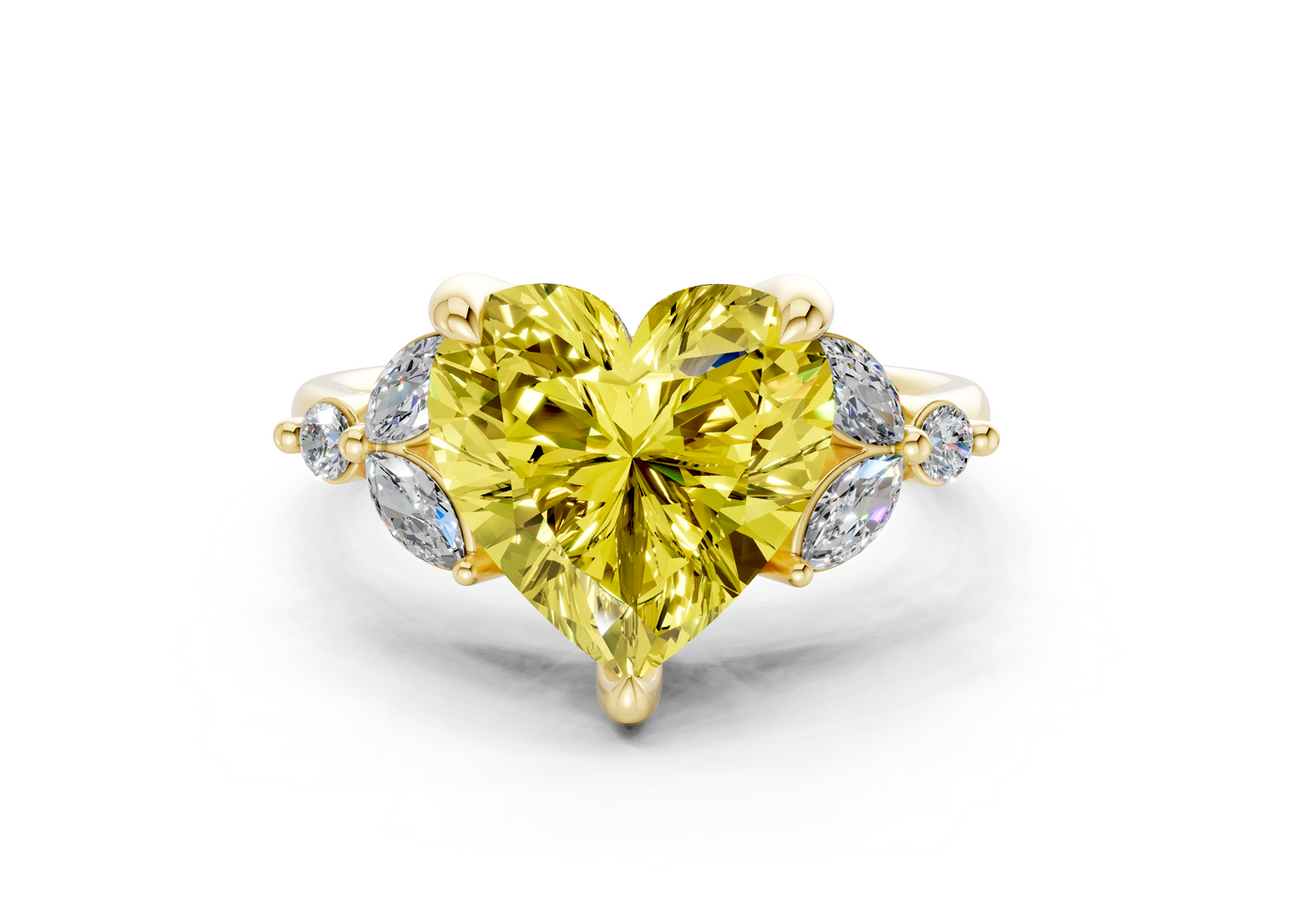 Elysium Yellow Diamond Accent Heart Cut 1.9mm Engagement Ring