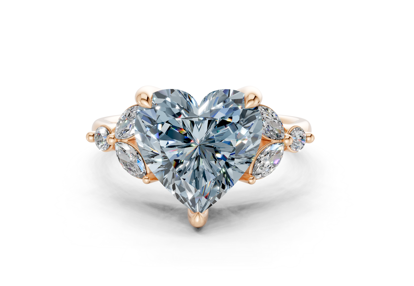 Elysium Blue Diamond Accent Heart Cut 1.9mm Engagement Ring