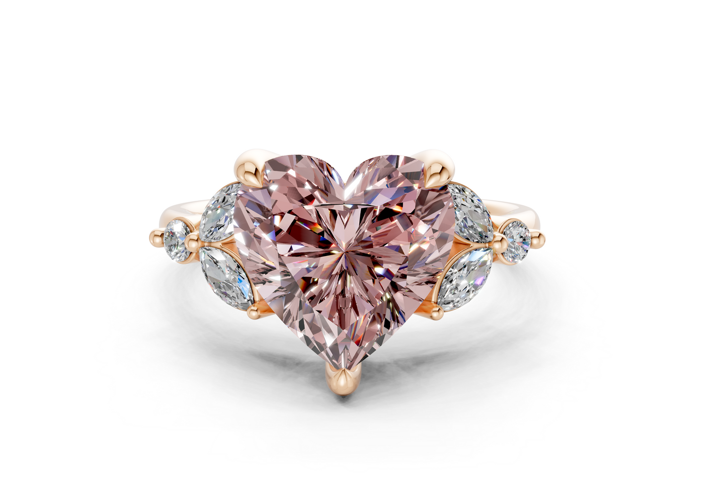 Elysium Pink Diamond Accent Heart Cut 1.9mm Engagement Ring