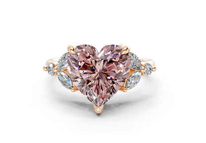 Elysium Pink Diamond Accent Heart Cut 1.9mm Engagement Ring