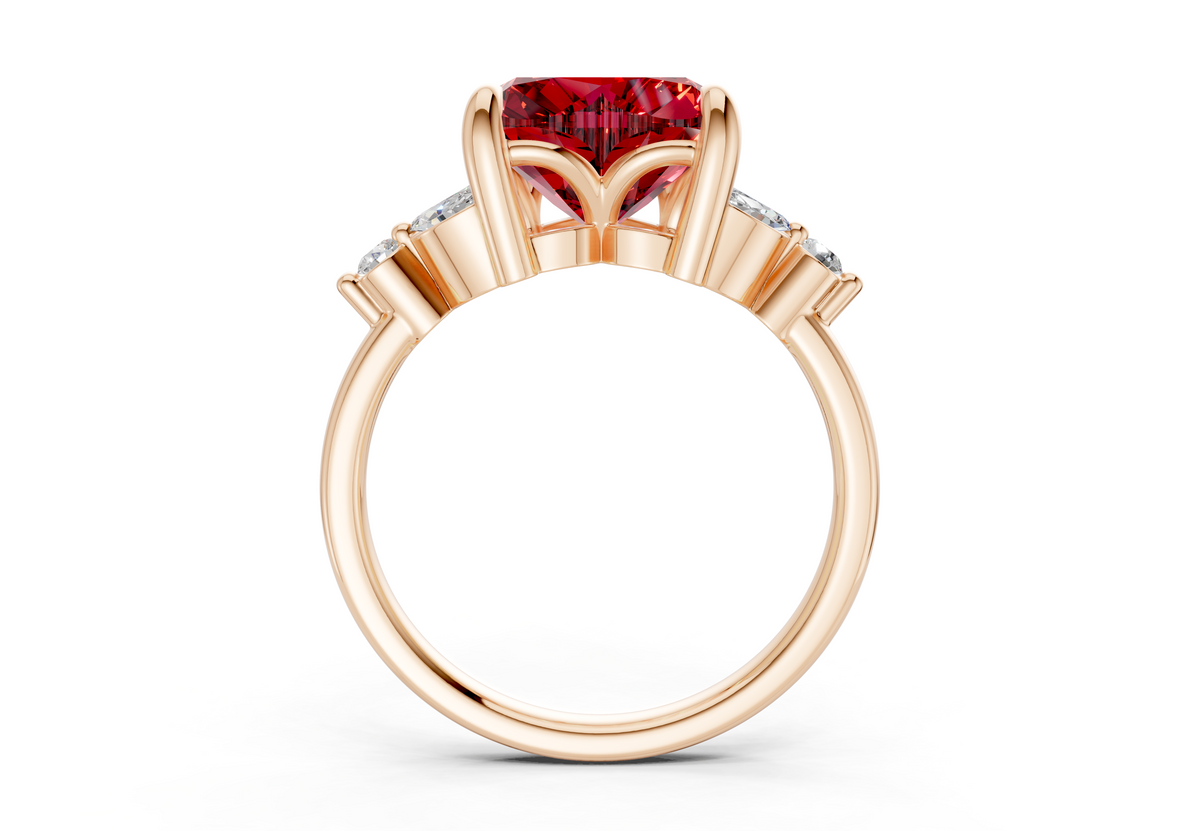 Elysium Ruby Gemstone Accent Heart Cut 1.9mm Engagement Ring
