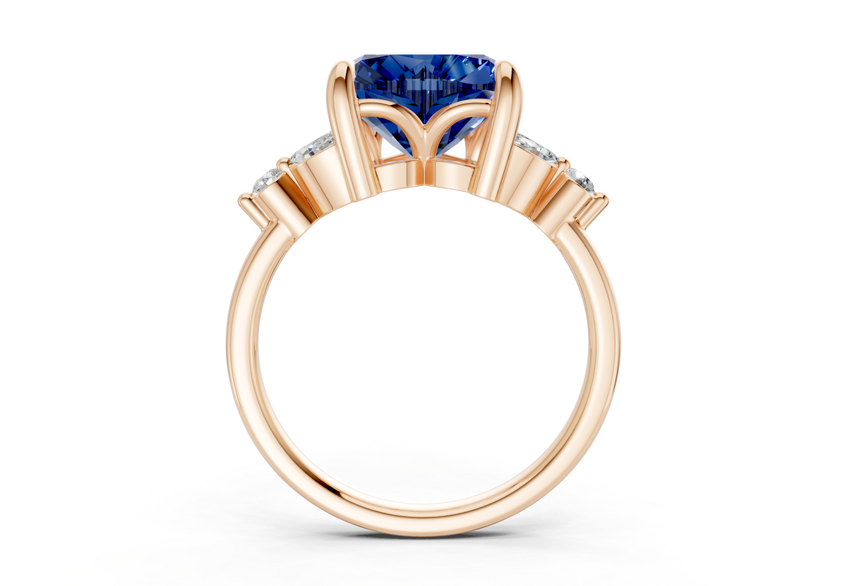 Elysium Sapphire Gemstone Accent Heart Cut 1.9mm Engagement Ring