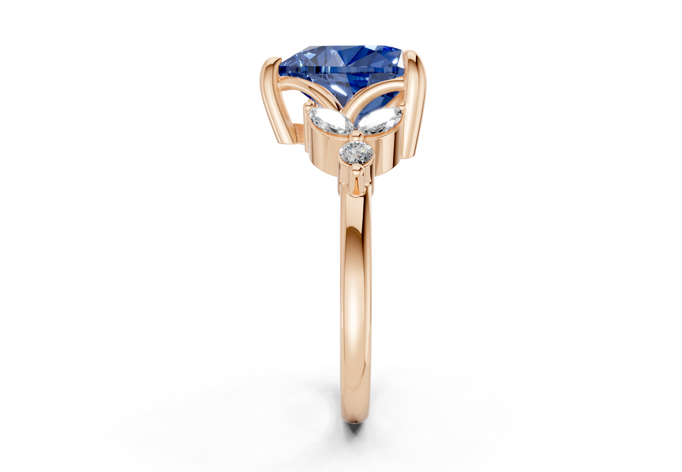 Elysium Sapphire Gemstone Accent Heart Cut 1.9mm Engagement Ring