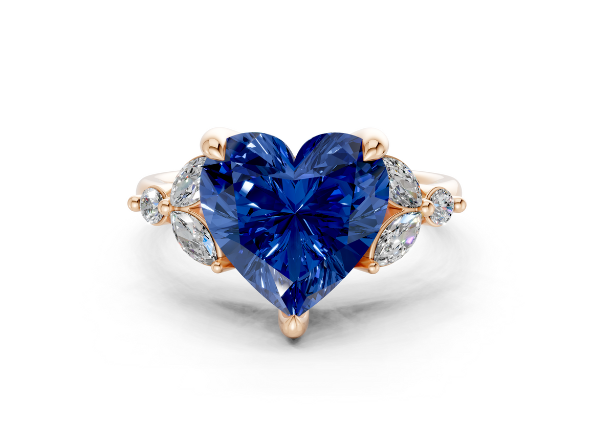 Elysium Sapphire Gemstone Accent Heart Cut 1.9mm Engagement Ring