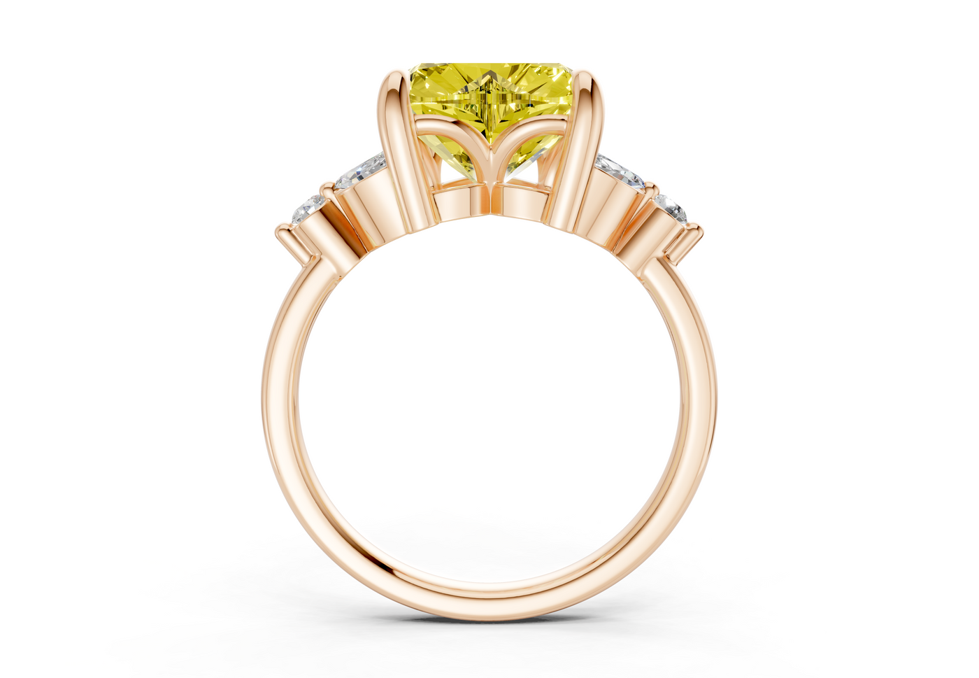 Elysium Yellow Diamond Accent Heart Cut 1.9mm Engagement Ring