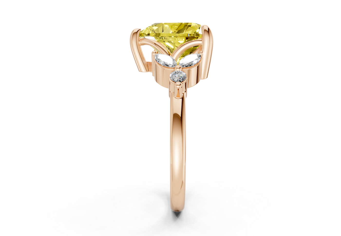 Elysium Yellow Diamond Accent Heart Cut 1.9mm Engagement Ring