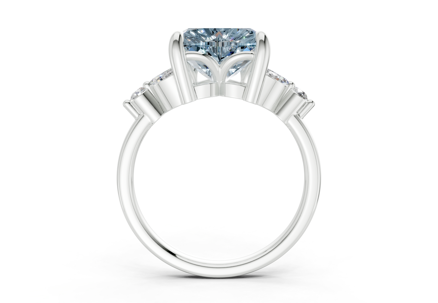 Elysium Blue Diamond Accent Heart Cut 1.9mm Engagement Ring