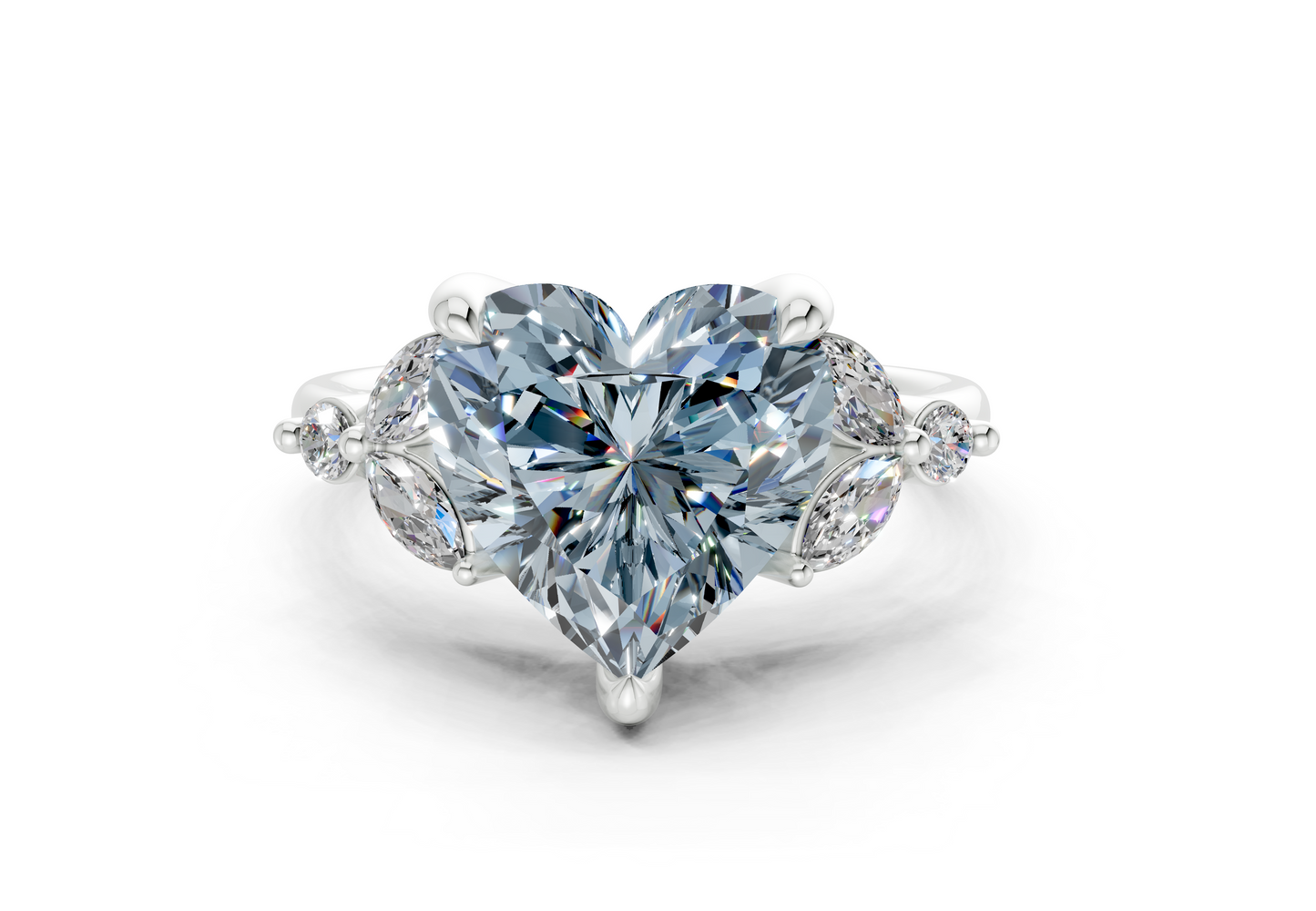 Elysium Blue Diamond Accent Heart Cut 1.9mm Engagement Ring