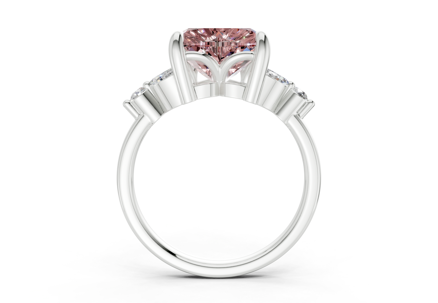 Elysium Pink Diamond Accent Heart Cut 1.9mm Engagement Ring