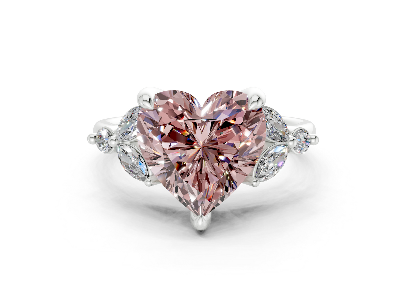 Elysium Pink Diamond Accent Heart Cut 1.9mm Engagement Ring