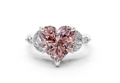 Elysium Pink Diamond Accent Heart Cut 1.9mm Engagement Ring