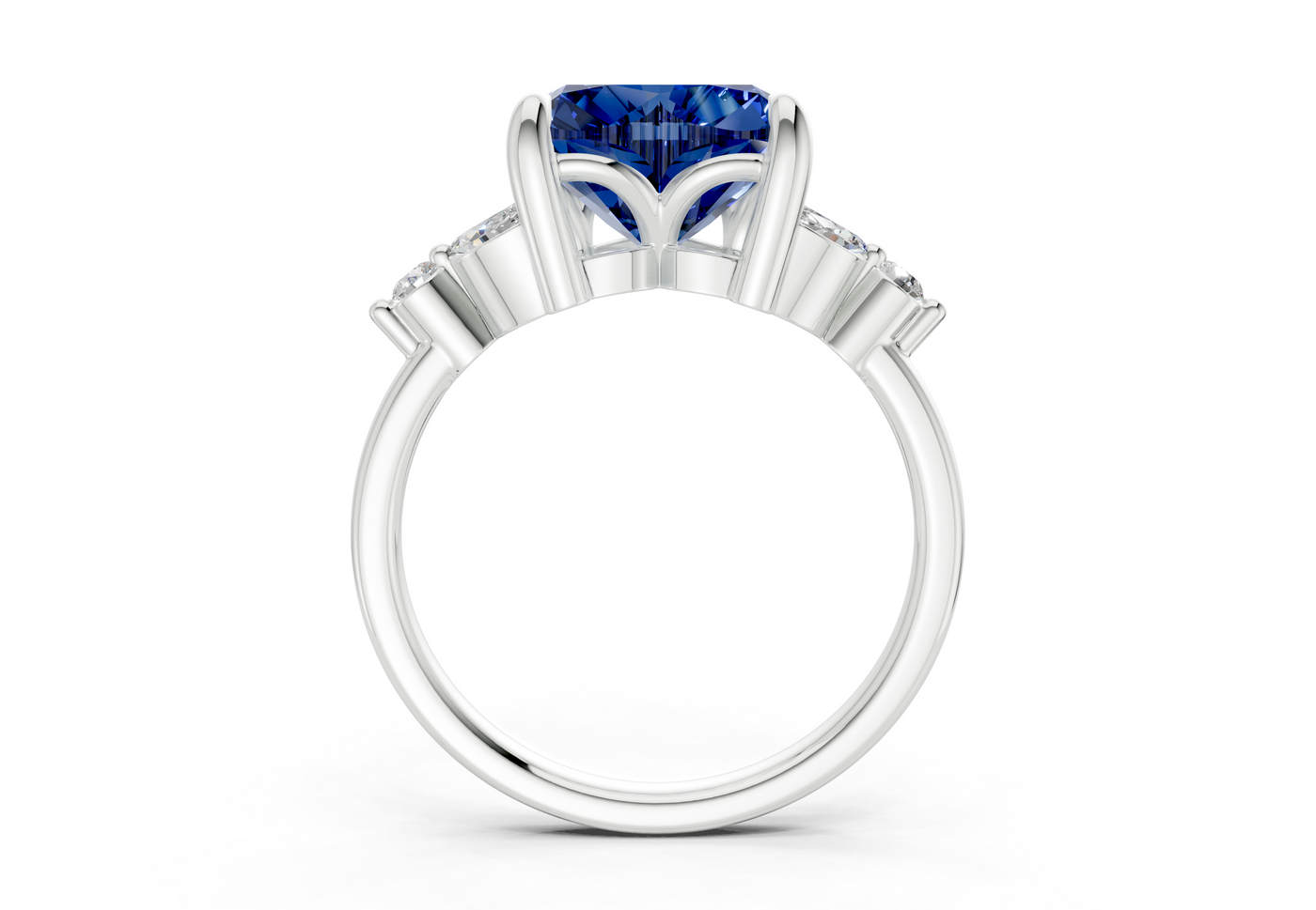Elysium Sapphire Gemstone Accent Heart Cut 1.9mm Engagement Ring