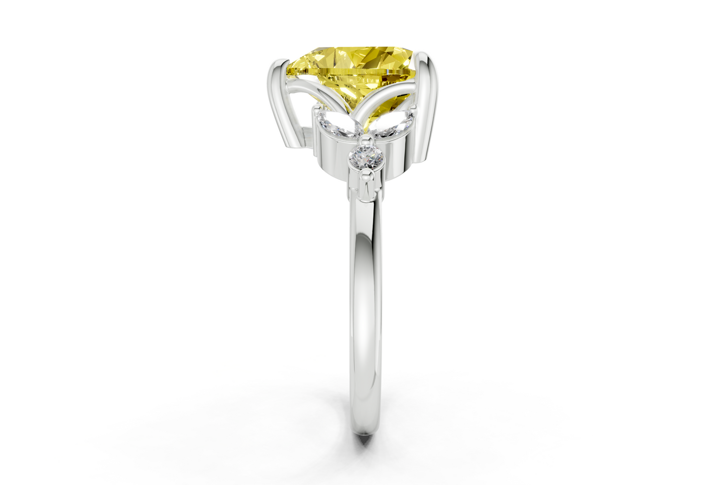 Elysium Yellow Diamond Accent Heart Cut 1.9mm Engagement Ring