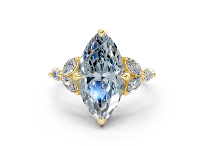 Elysium Blue Diamond Accent Marquise Cut 1.9mm Engagement Ring