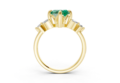Elysium Emerald Gemstone Accent Marquise Cut 1.9mm Engagement Ring