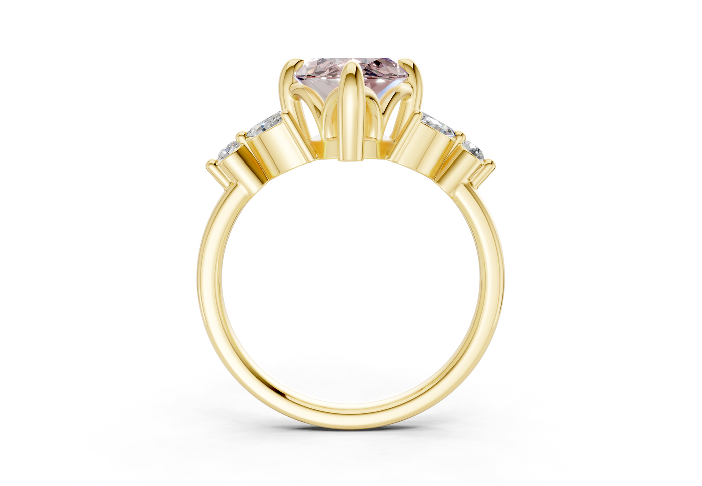 Elysium Pink Diamond Accent Marquise Cut 1.9mm Engagement Ring
