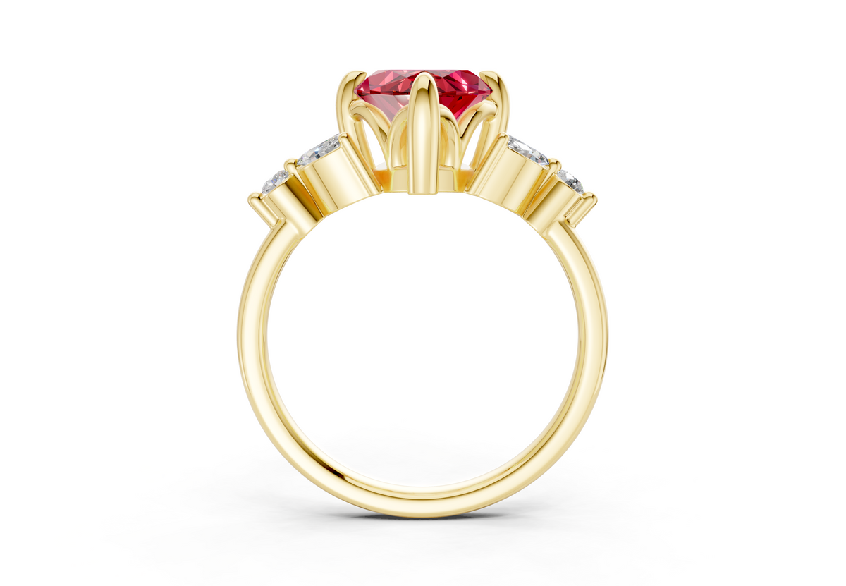 Elysium Ruby Gemstone Accent Marquise Cut 1.9mm Engagement Ring