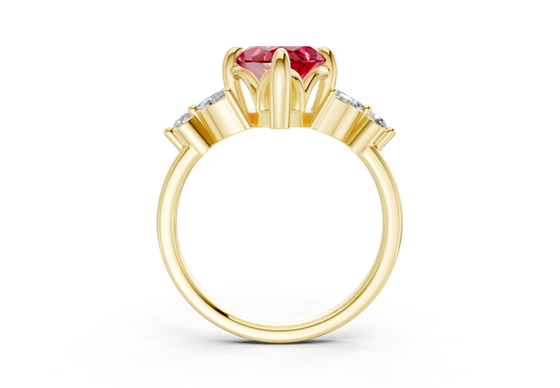 Elysium Ruby Gemstone Accent Marquise Cut 1.9mm Engagement Ring