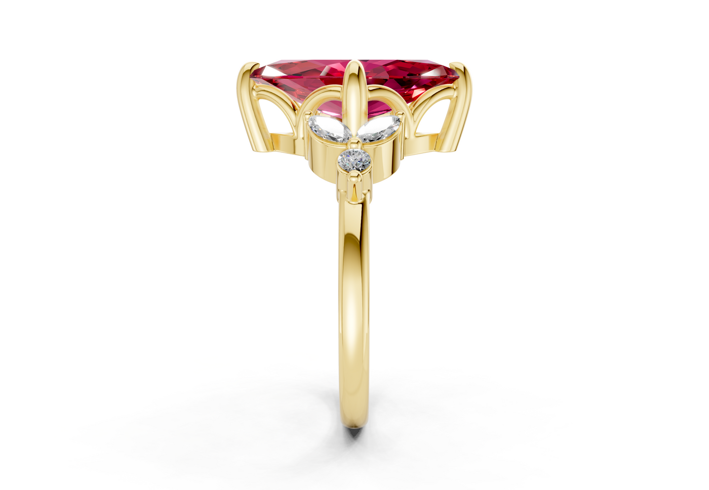 Elysium Ruby Gemstone Accent Marquise Cut 1.9mm Engagement Ring