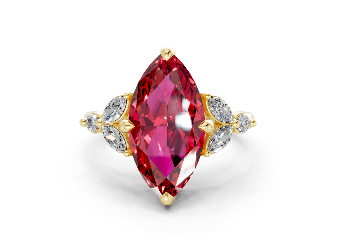 Elysium Ruby Gemstone Accent Marquise Cut 1.9mm Engagement Ring