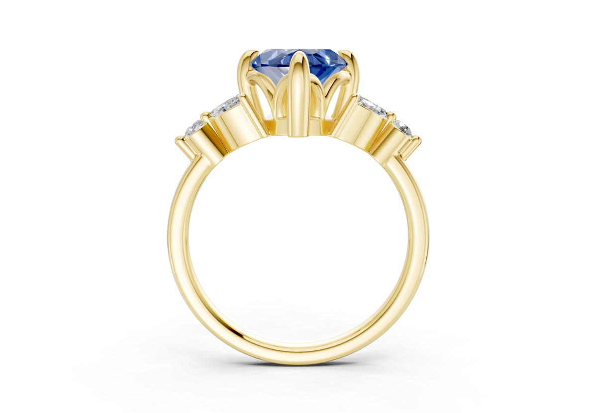 Elysium Sapphire Gemstone Accent Marquise Cut 1.9mm Engagement Ring