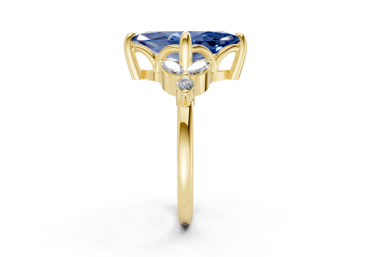 Elysium Sapphire Gemstone Accent Marquise Cut 1.9mm Engagement Ring