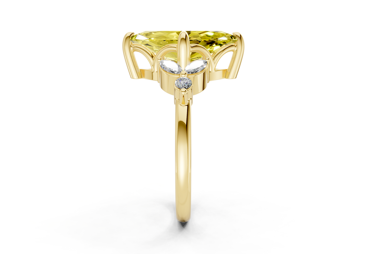 Elysium Yellow Diamond Accent Marquise Cut 1.9mm Engagement Ring