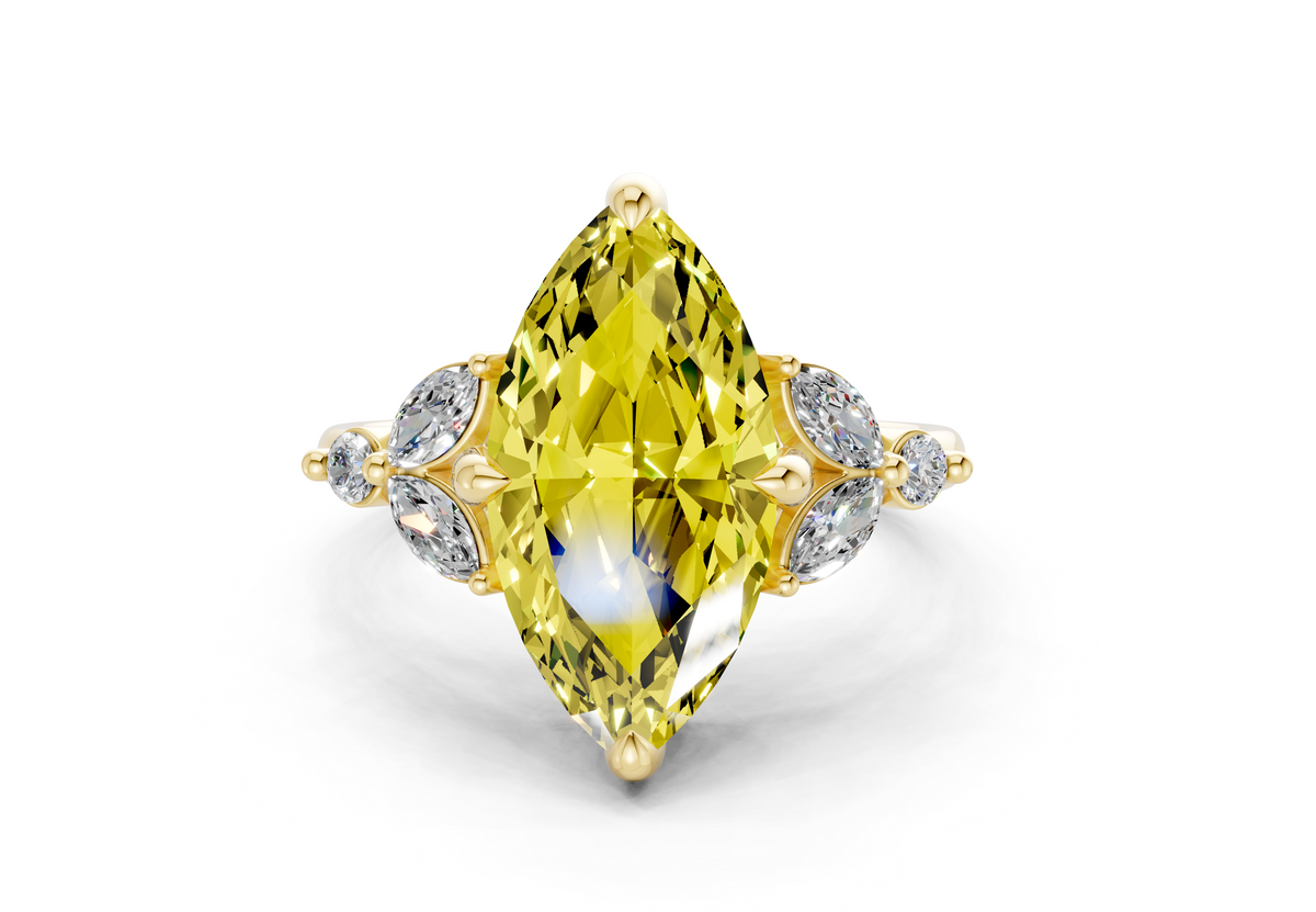 Elysium Yellow Diamond Accent Marquise Cut 1.9mm Engagement Ring