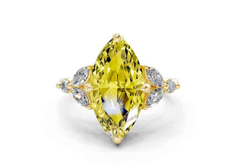 Elysium Yellow Diamond Accent Marquise Cut 1.9mm Engagement Ring
