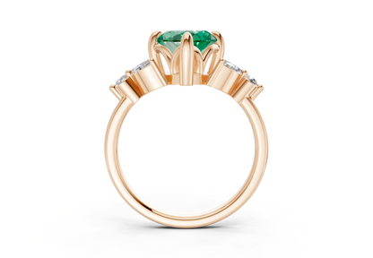 Elysium Emerald Gemstone Accent Marquise Cut 1.9mm Engagement Ring